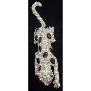 Kenneth Jay Lane (KJL) Vintage Jaguar Panther Leopard Vintage Brooch Tail Wags/M
